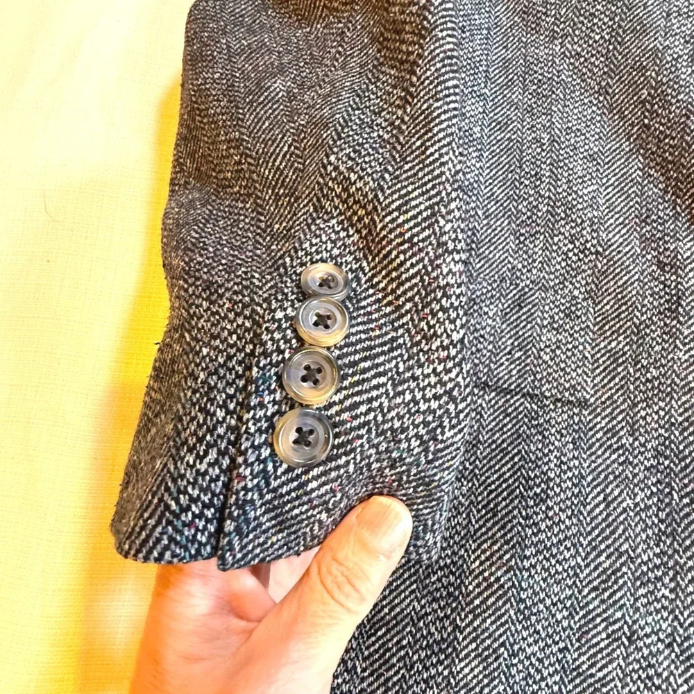Vintage Hart Schaffner Marx 46R‎ Gray Herringbone Blazer Union Made Sport Coat